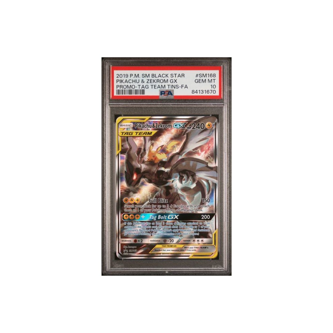 Pokemon Pikachu & Zekrom GX (SM 168) PSA 10 Englisch