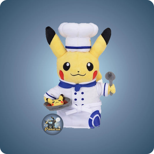 Pokémon Café Japan Pikachu Plüsch Koch (groß) - weiss - pokitrio