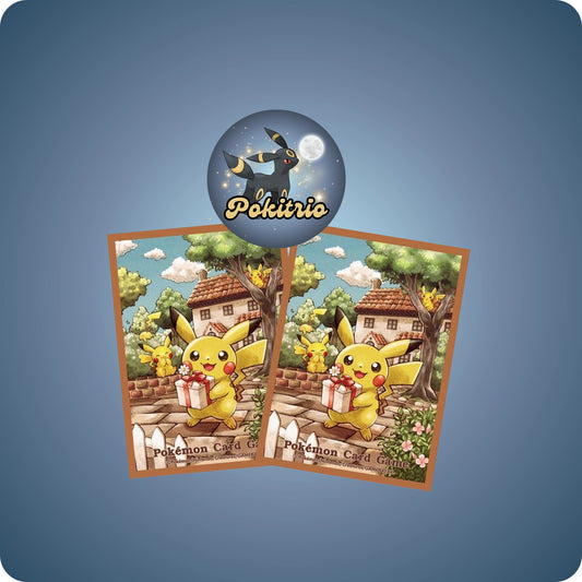 Pokémon Center Japan Pikachu Giving Present Sleeves - pokitrio