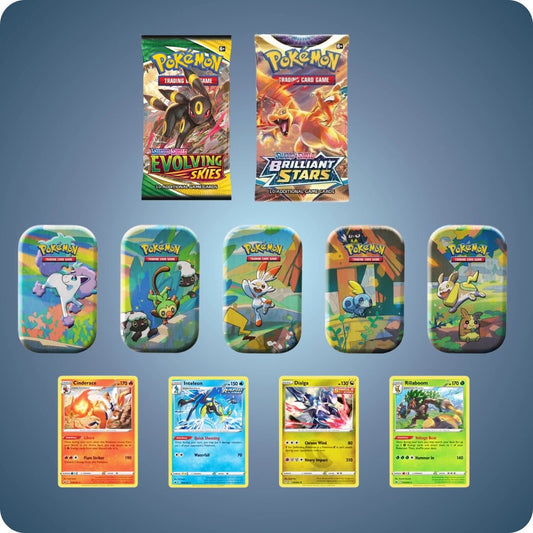 Pokémon Galar Pals Tin mit Evolving Skies, Brilliant Stars Booster - Englisch - pokitrio